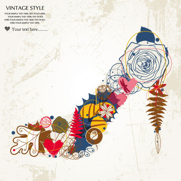 时尚花纹高跟鞋纹样04&mdash;&mdash;矢量素材