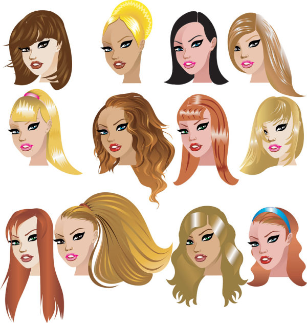 Cartoon woman hairstyle 02 - vector