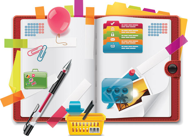 漂亮记事本矢量素材-1