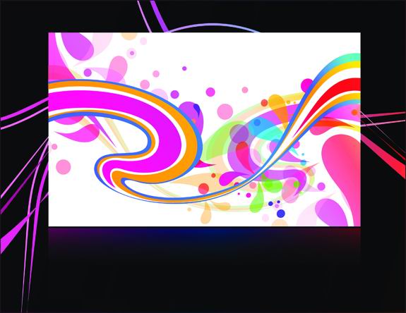 绚丽花纹黑色背景矢量素材-4