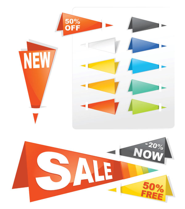 销售标签折纸03——矢量素材