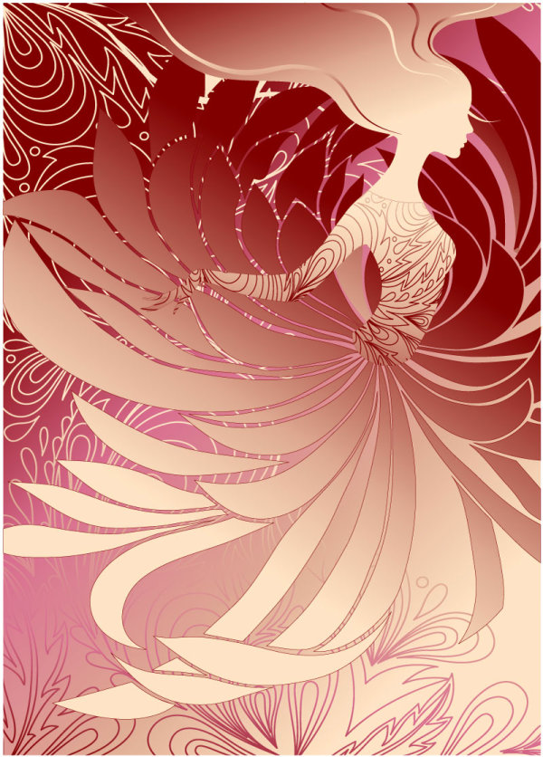 时尚女性插图矢量素材-4