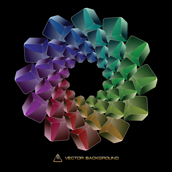 绚丽的立体方块02&mdash;&mdash;矢量素材