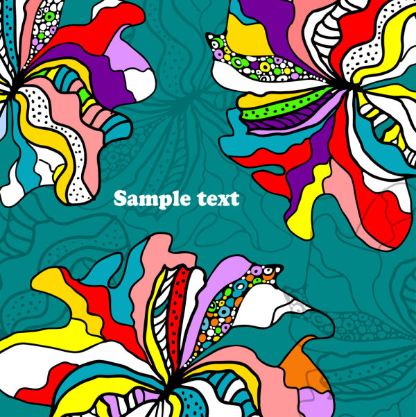 绚丽的手绘花纹背景01&mdash;&mdash;矢量素材