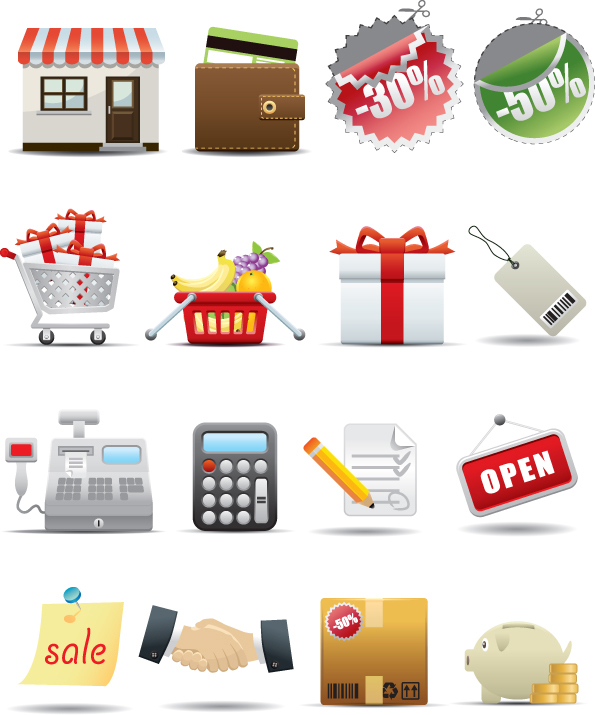 Supermarket shopping icons - vector material