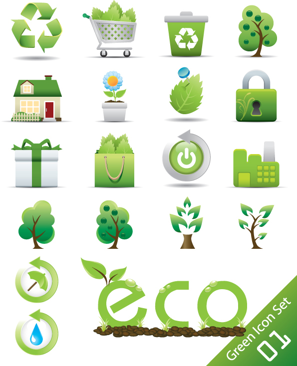 Green icon 01 - vector material