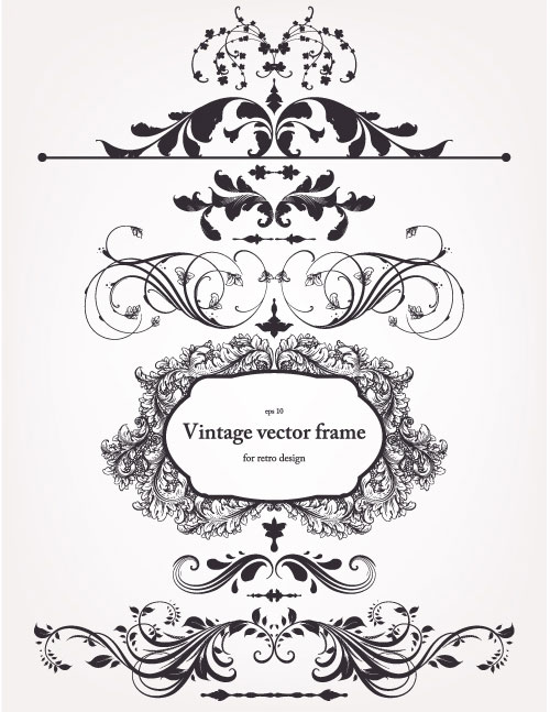 欧式碎花边框和装饰02——矢量素材