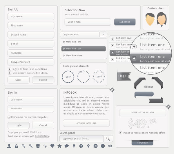 网页设计导航菜单02&mdash;&mdash;矢量素材