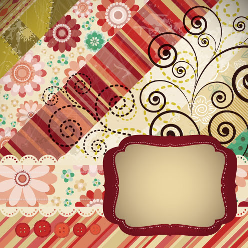 拼布花纹背景03——矢量素材