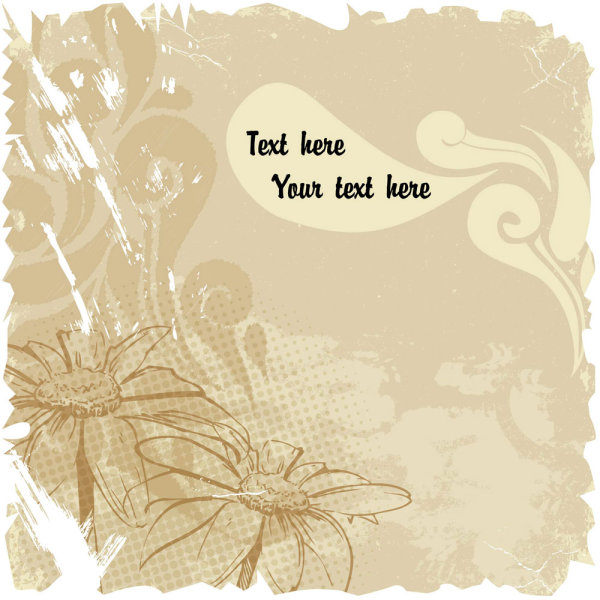 Retro flower card 04 - Vector material