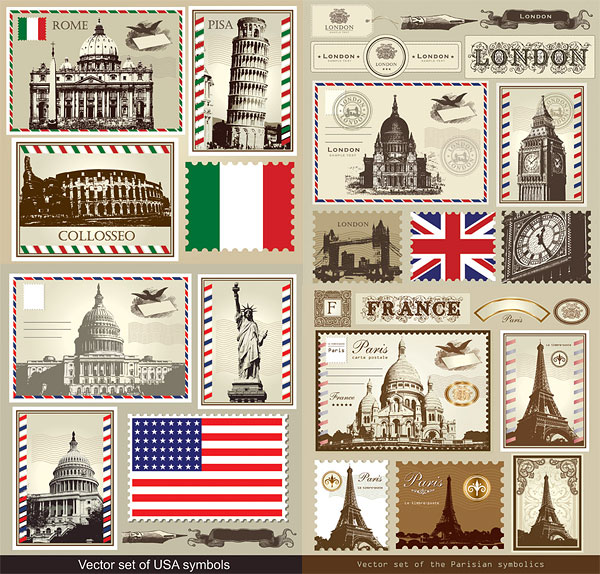 意大利英国法国矢量素材