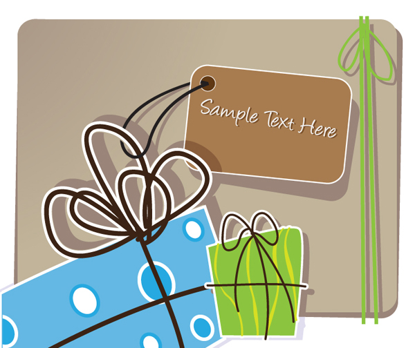 卡通插画风格礼物包装背景矢量素材-1