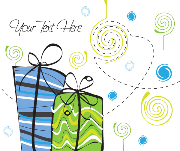 卡通插画风格礼物包装背景矢量素材-3