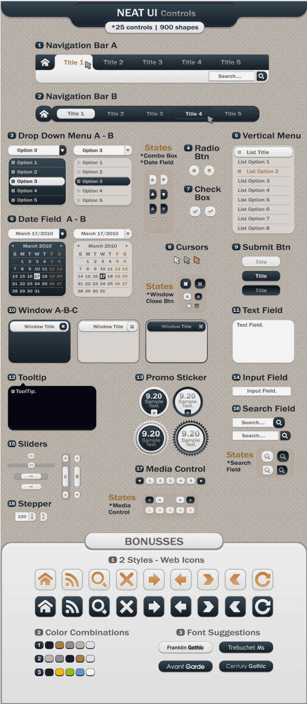 精致网页设计元素——矢量素材