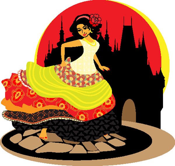 Exquisite cartoon dancer 04 - vector material