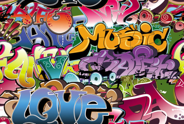 Beautifully graffiti font design 04 - vector material