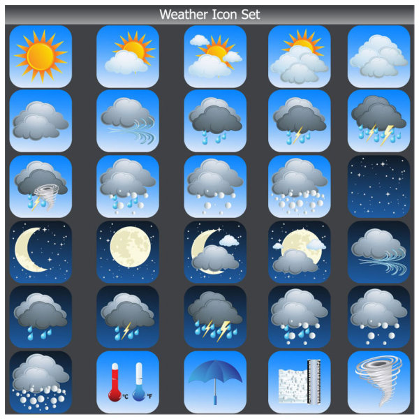 Cartoon weather icon 03 - vector material