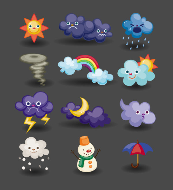 Cartoon weather icon 04 - vector material