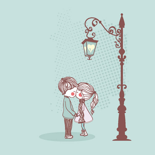 Cute couple illustrator 01 - vector material