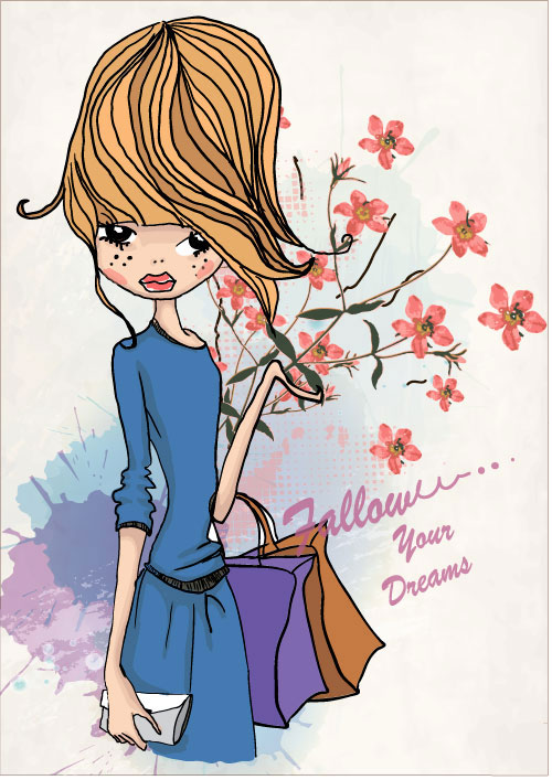 Fashion Shopping Girl 01 - vector material