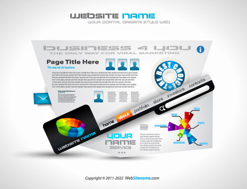 Creative origami website template 03 - vector material