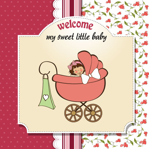 Cartoon baby card 02 - vector material