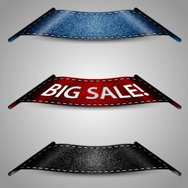 Denim texture stickers 02 - vector material