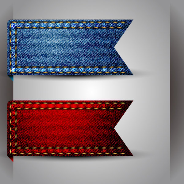 Denim texture stickers 03 - vector material