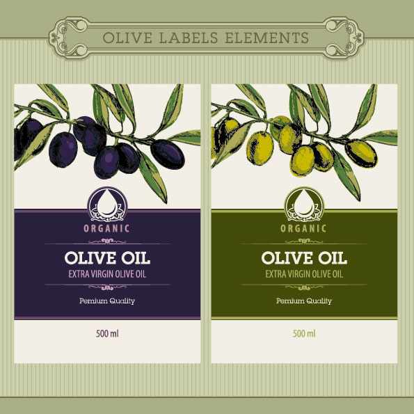 Olive oil labels 01 - vector material