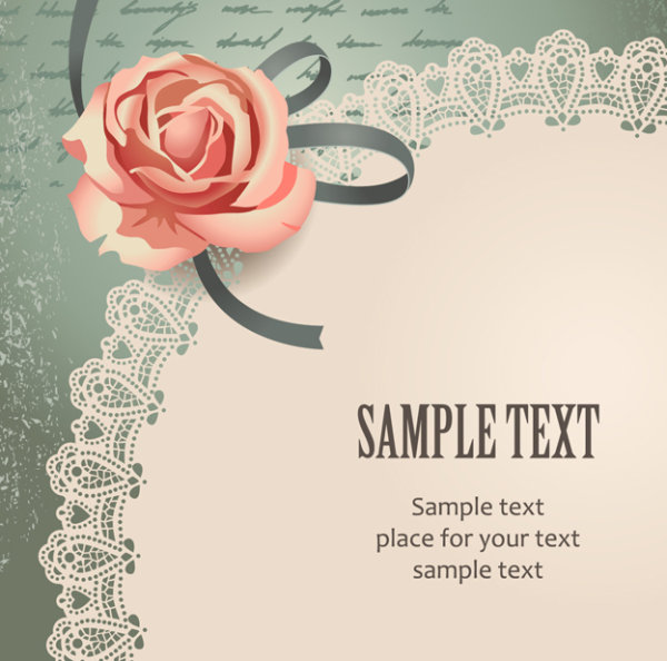 Vintage Rose Card text template vector material -1