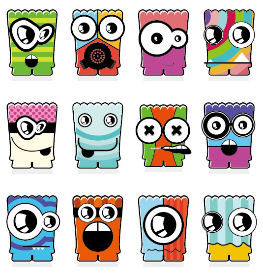 Cartoon Little Monsters 05 - vector material