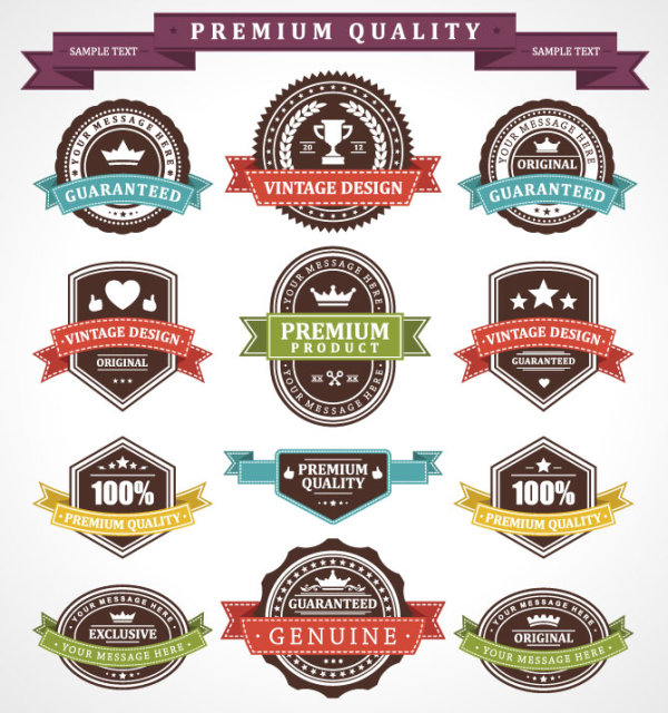 Classic vintage stickers 02 - vector material