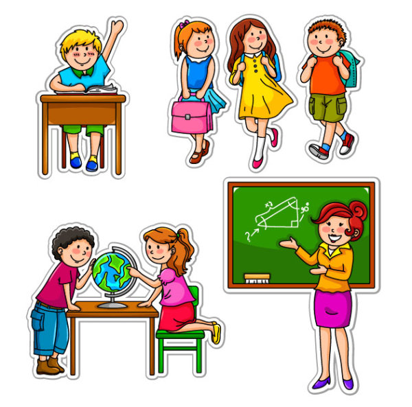 Cartoon illustration of kids 04 - vector material