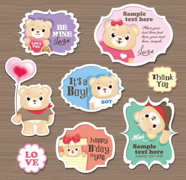 Cute cartoon stickers 03 - vector material