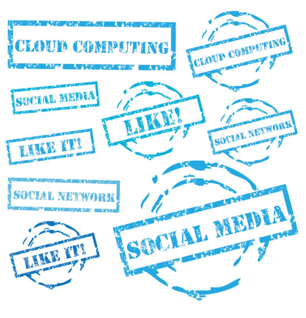 Retro blue stamp 01 - vector material