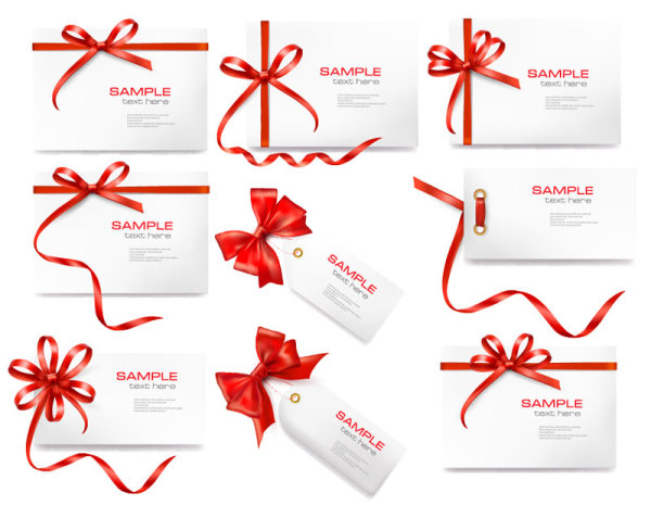 Red ribbon card 02 - vector material