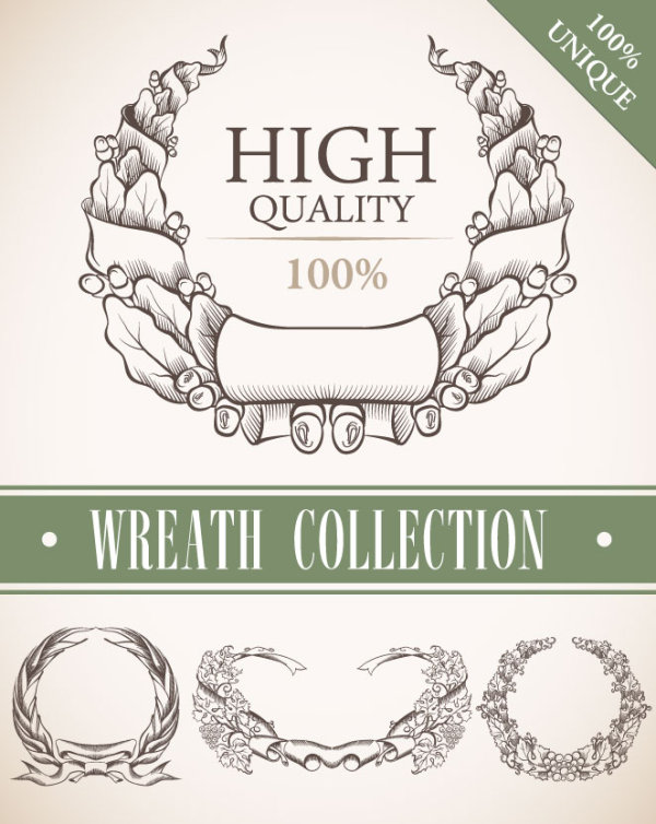 Classic hand-painted circular border 05 - vector material