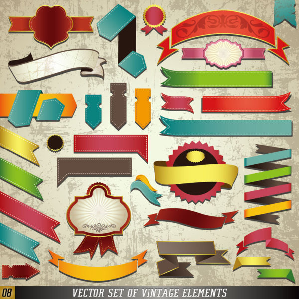 Classics label stickers 05 - vector material