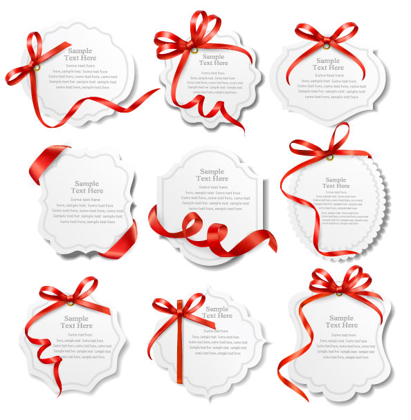 Red ribbon card 01 - vector material