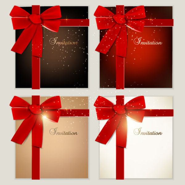 Red ribbon card 04 - vector material