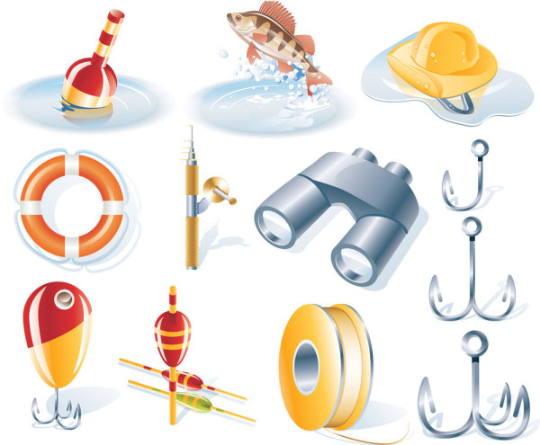Sailing fishing icons - vector material