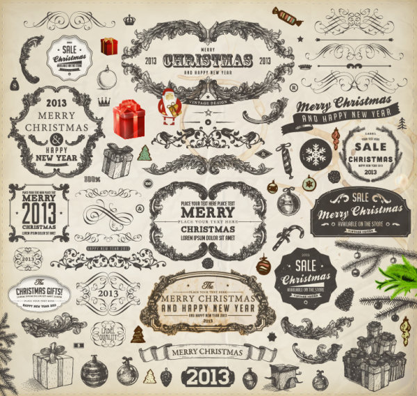 Christmas theme label 04 - vector material