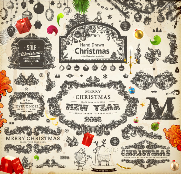 Christmas theme label 06 - vector material