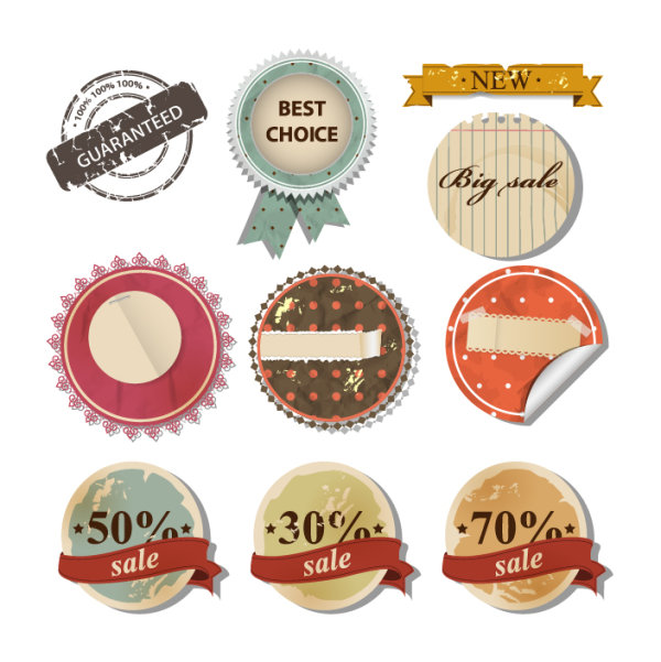 Beautifully label stickers 03 - vector material
