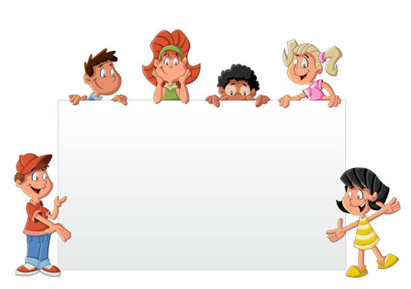 Children and white cartoon - vector material
