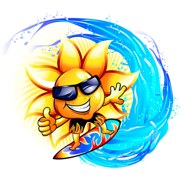 Sunflower surfing - vector material