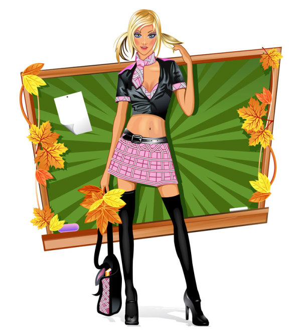 Cartoon beauty student - vector material