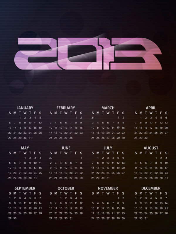 2013 New Year Calendar 07 - vector material