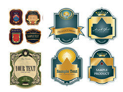 华丽复古瓶贴}矢量素材