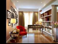 Modern bright, cozy den model